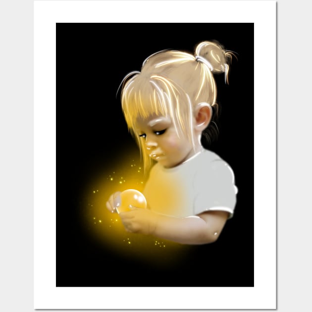 Girl with glowing orb Wall Art by drew.art